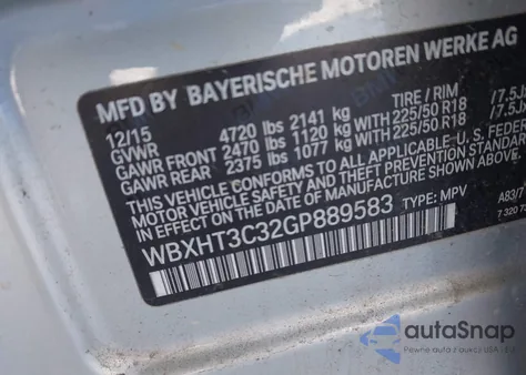 2016 BMW X1 xDrive28I из США, поврежденный, VIN WBXHT3C32GP889583